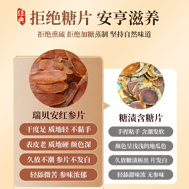 思恩腾瑞贝安正宗红参片100g人参片党参当归红枣煲汤食材泡水喝滋补气血养生茶 【滋补尝鲜】红参片 10g*2袋 共20g