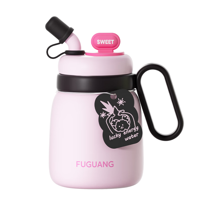 富光保温杯316L不锈钢泡茶杯大容量茶水分离高颜值水杯子女粉色850ml