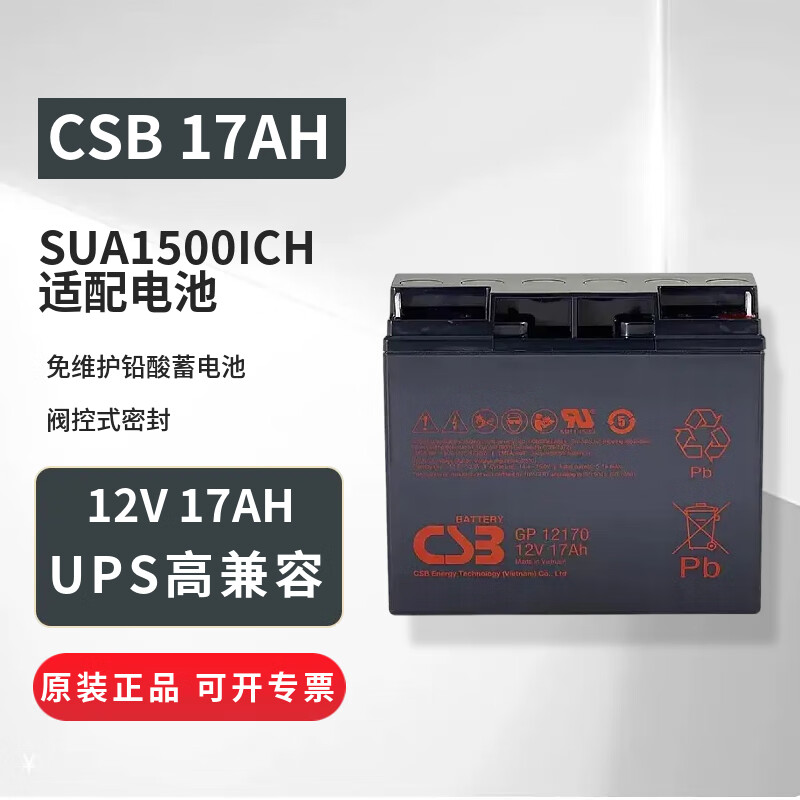 APC施耐德 UPS不间断电源配套 SUA/SMT原装内置电池 SURT免维护铅酸蓄电池 12V 专用电池方便组装安装 CSB 17AH(SUA1500ICH适配电池)