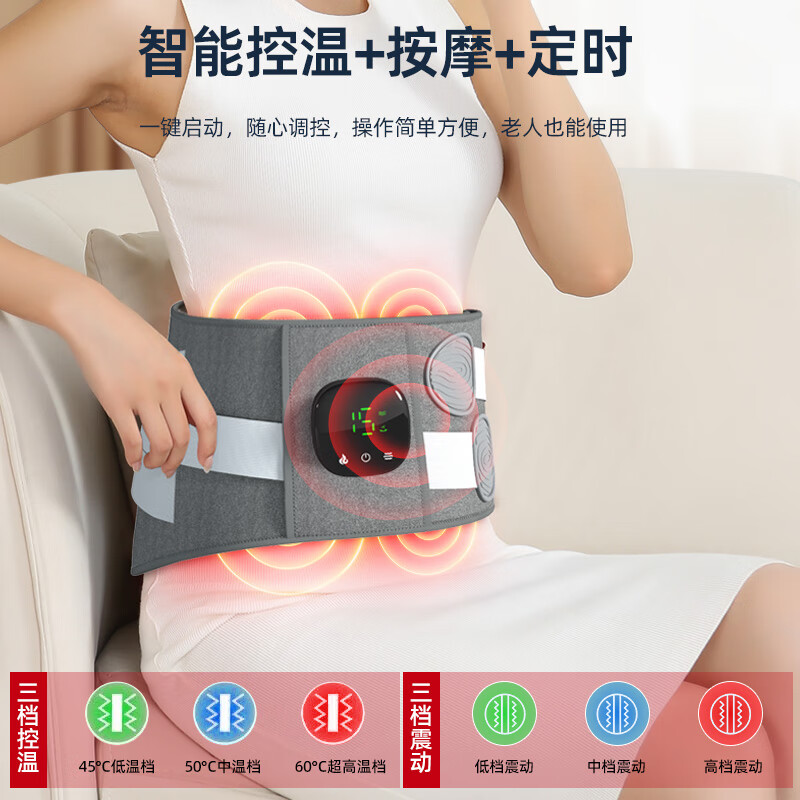 志高（CHIGO）腰部按摩仪器加热护腰带女保暖热敷暖宫大姨妈神器腰肌劳损腰间盘护腰带突出生日礼物实用送父母亲 90%顾客选择【充电顶配加厚礼盒款】艾草振动热敷 高档节日礼品送爸爸妈妈男女友老公老婆