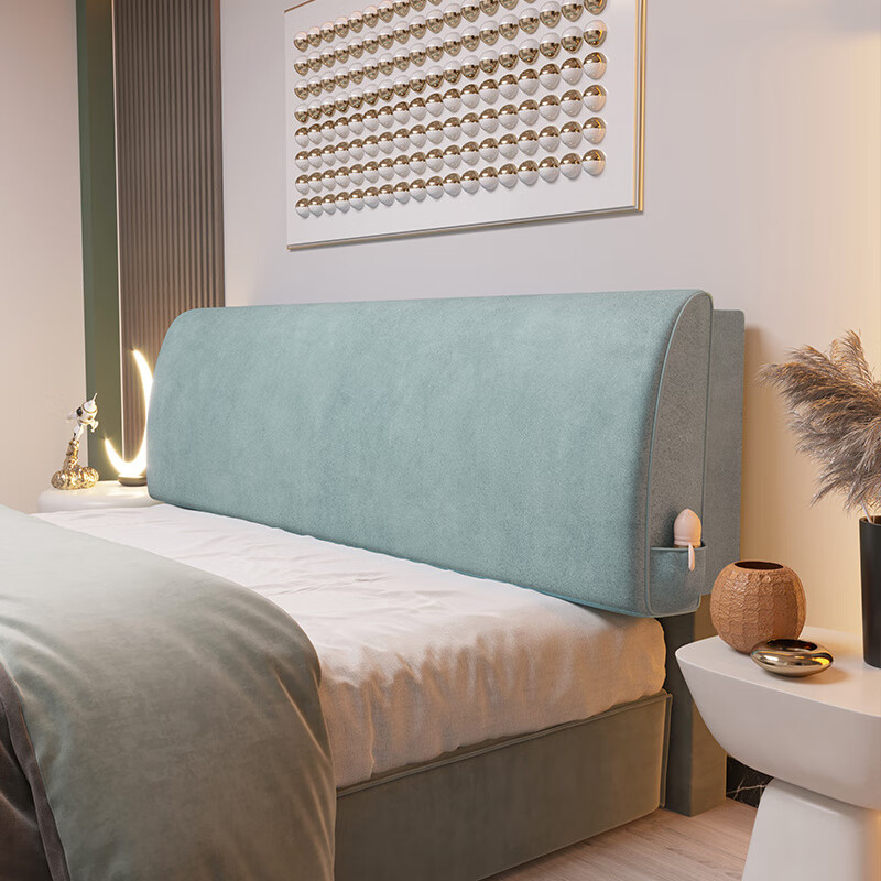 眷耐科技布床头靠垫软包高档床上自粘弧形大靠背榻榻米无床头靠枕免洗 迷幻咖 1cm*1cm*1cm 含枕芯 有无床头备注