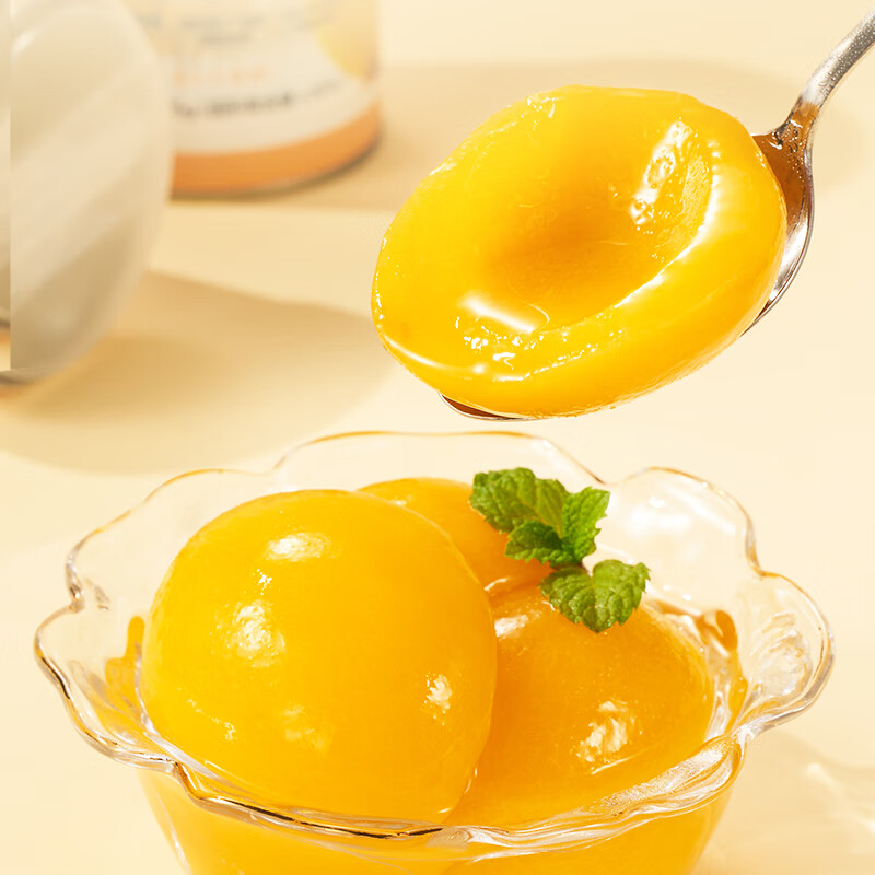 1号会员店梨汁黄桃罐头(口感偏脆) 425g*4罐 0添加蔗糖水果休闲即食礼盒