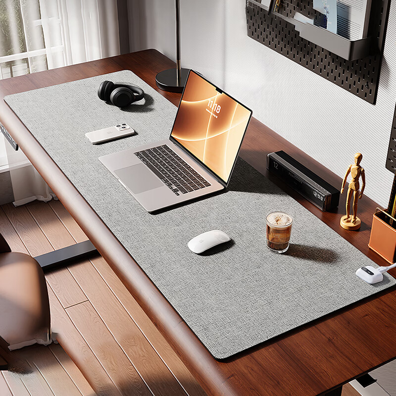 宫薰冬季电脑桌面定时加热鼠标垫办公室发热暖桌垫桌面发热垫灰色中号