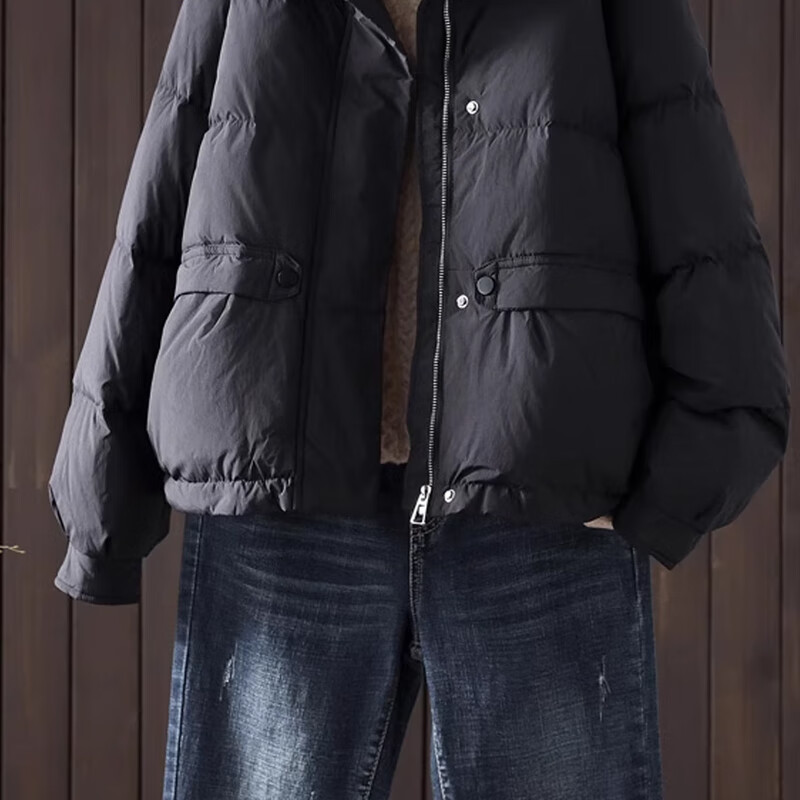 子牧棉麻2025冬装 女时尚简约纯色立领保暖棉衣宽松长袖棉服外套0818 紫色 XL (建议125-135斤)