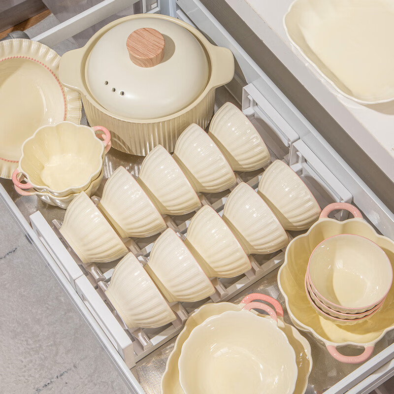 器树碗碟套装2025新款餐具家用奶油风轻奢筷高级感乔迁陶瓷碗盘碗具 2人食9件【简装】 破损包补发