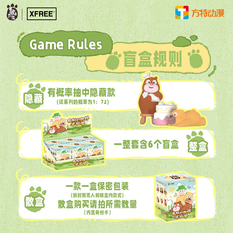 KKV现货熊出没有熊的世界不孤单系列盲盒手办公仔玩具摆件生 随机发1个(如需端盒数量拍6个) 拆封后不支持无理由退货退款