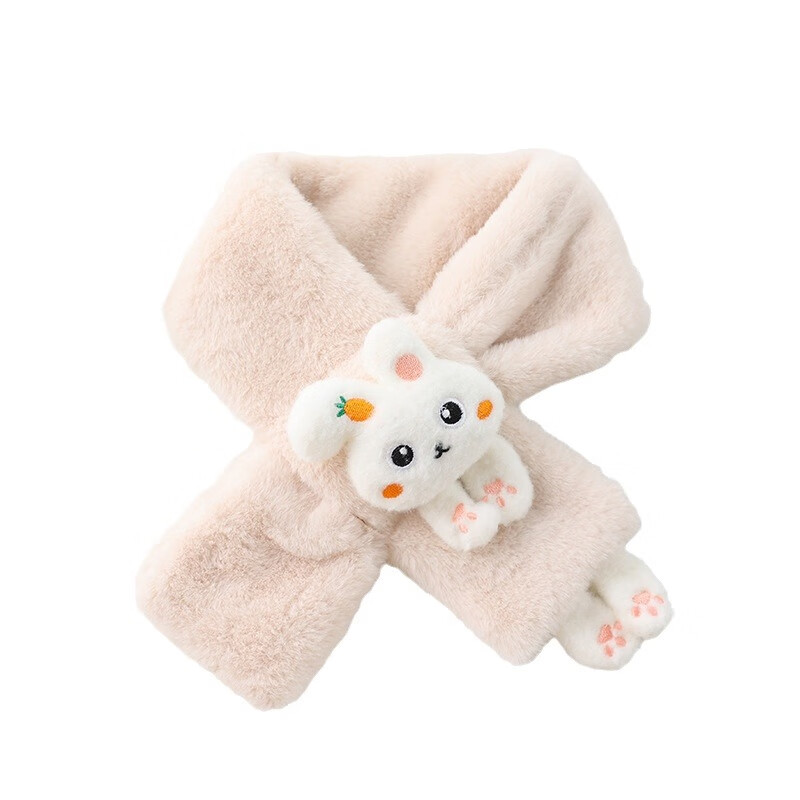 【严选】儿童围巾秋冬季保暖宝宝毛绒围脖韩版女童男童幼儿柔软舒 白色萝卜兔围巾 80-100cm