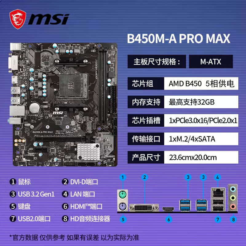 华硕 asus微星amd b650m b450 b550m台式电脑主板 重炮手 迫击炮wifi