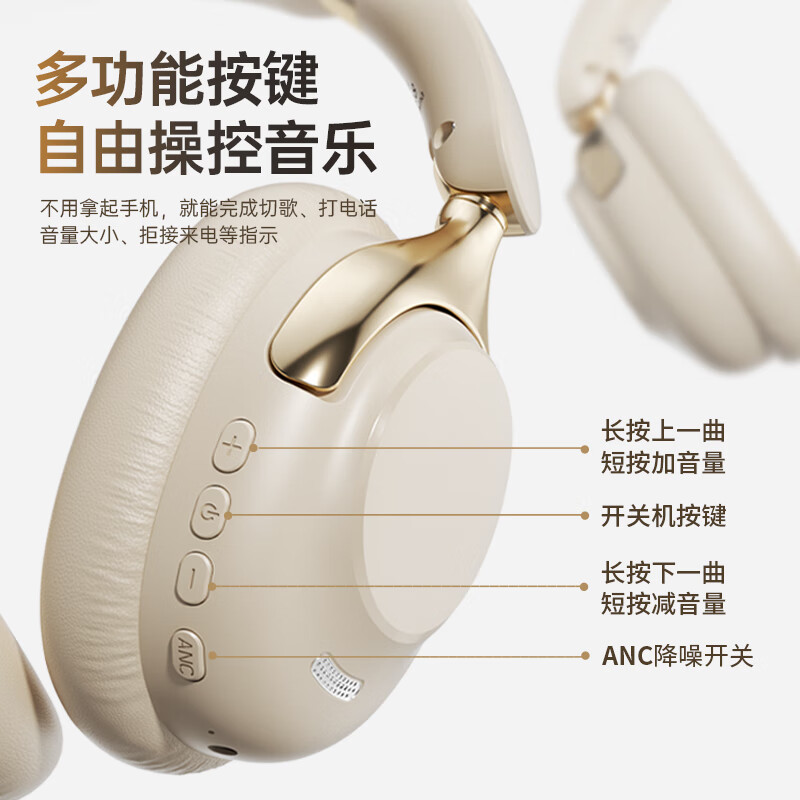 雀铭【爆款热销丨静谧降噪】头戴式蓝牙耳机无线高音质ANC主动降噪手机电脑游戏耳麦三角洲行的低延迟 玄夜织幽【双馈-56dB多频降噪丨佩戴舒适】