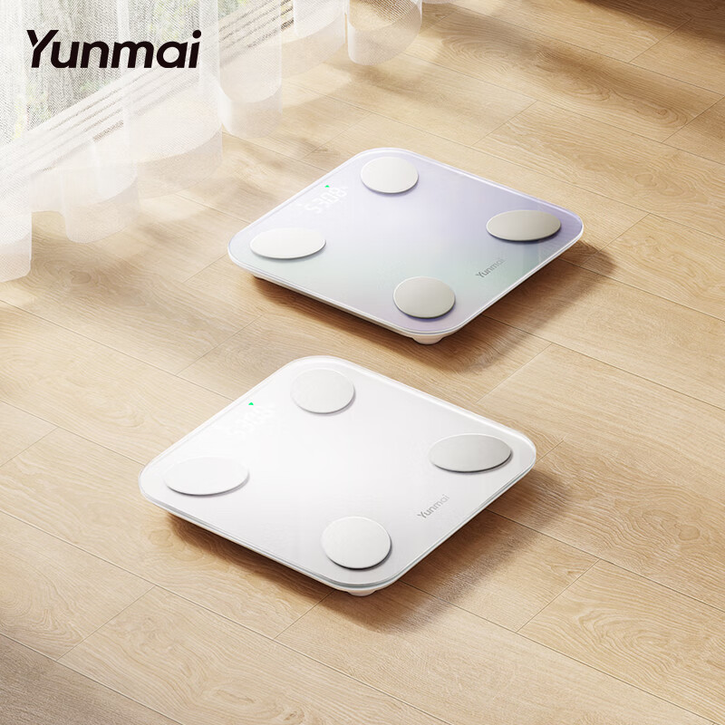 云麦智能心率体脂秤mini5 家用电子秤体重秤高精准73项身体数据监测 人体塑形减脂称重减肥管理专用 智能体脂秤mini5云绒白