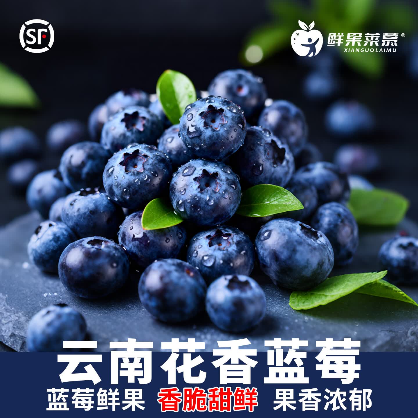 鲜果莱慕【顺丰空运】云南花香蓝莓鲜果L25新鲜水果香脆甜多汁单盒125g/盒 4盒 18MM+※大果※鲜采※鲜果※脆甜