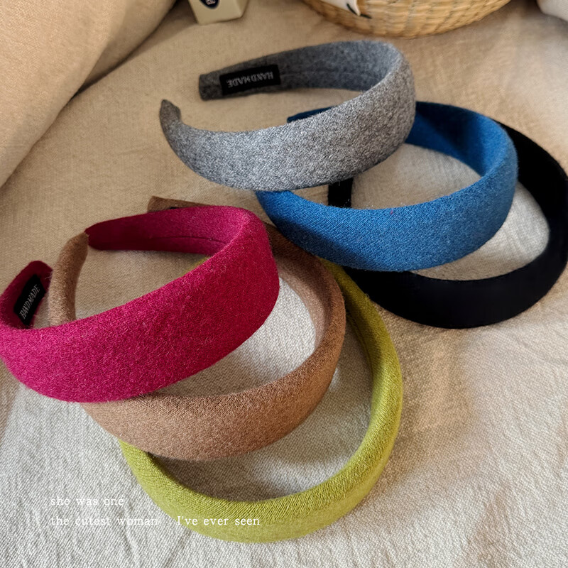 清晨的星星韩系日常外戴毛呢发箍女高颅顶发卡洗脸压发头箍2025秋冬新款发饰 奶咖色