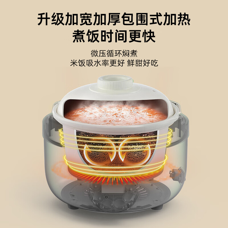 石崎成器日本 陶瓷内胆电饭煲 低糖电饭煲无涂层 家用微压电饭锅柴火饭土陶伊贺烧3L煮饭防溢煲汤砂锅预约 胡椒白 3L