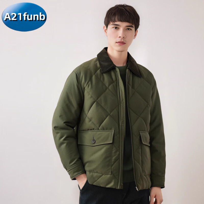 A 21 FUNB合作款/男装夹层绗缝茄克/外套保暖夹克24秋冬新款 57 深橄榄色 S 165/84A