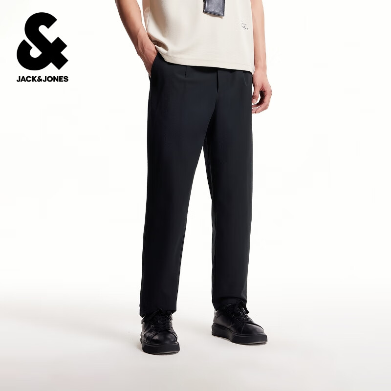 杰克·琼斯（JACK&JONES）男装潮流运动休闲裤子简约百搭男裤合集 黑色225214029 33 180