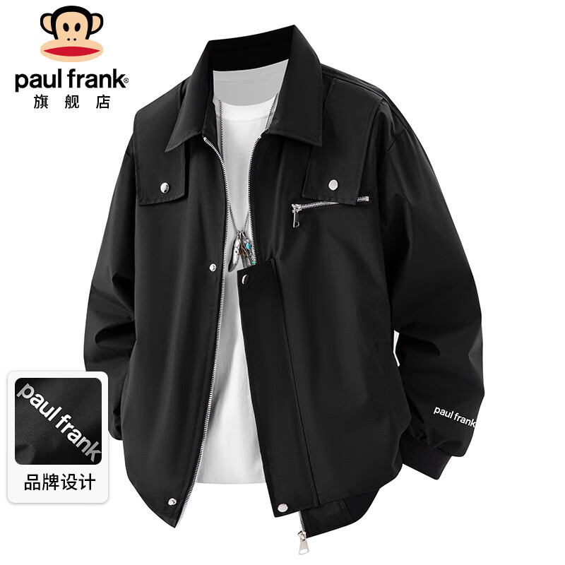 大嘴猴（paul frank）外套男士春秋季美式机能工装夹克男潮牌上衣男装 黑色 XL
