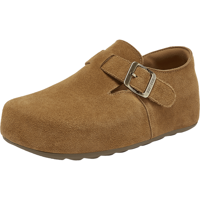 百思图26春厚底勃肯鞋休闲一脚蹬女懒人单鞋D3787AM6 驼色 37