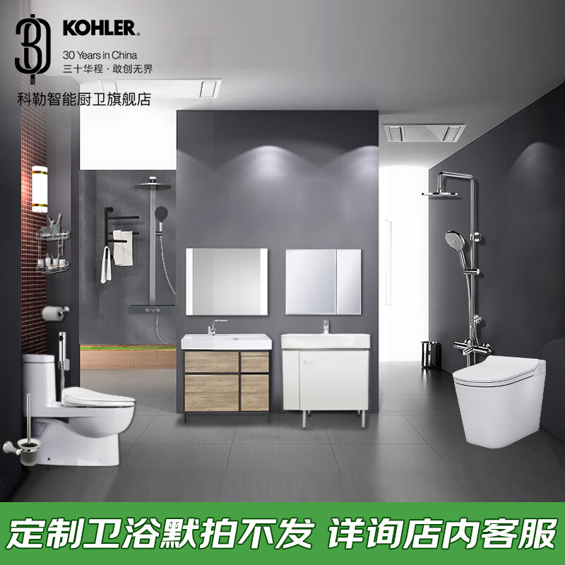 科勒（KOHLER） 厨卫套装浴室柜洗漱台马桶坐便器智能盖板淋浴花洒浴室挂件套餐  2卫精选15件套餐