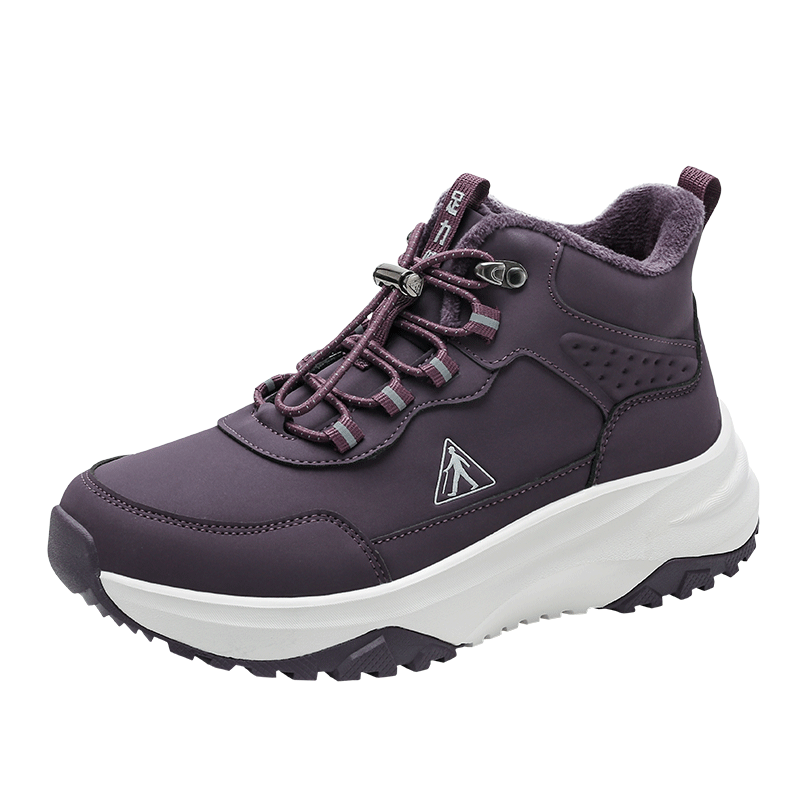 足力健老人鞋冬季新品加厚加絨雪地靴保暖鞋25932018J 女 絳紫 37