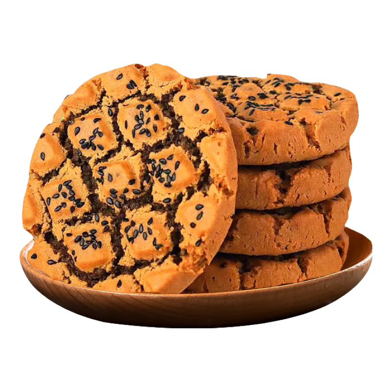 倍絕糖友無糖鐵棍山藥桃酥餅干中老年人夾心蕎麥血糖高雜糧零食品控 全麥黑芝麻桃酥 500g*1箱