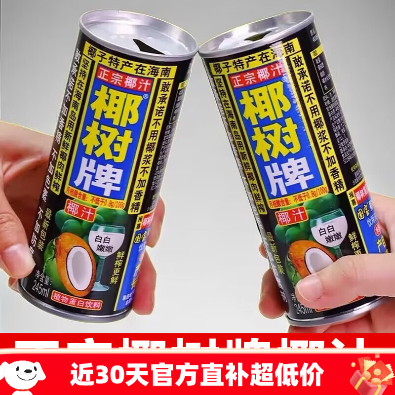 正琯 正正宗海南椰子汁24罐装植物奶果汁饮料 椰树牌椰汁245ml*6罐