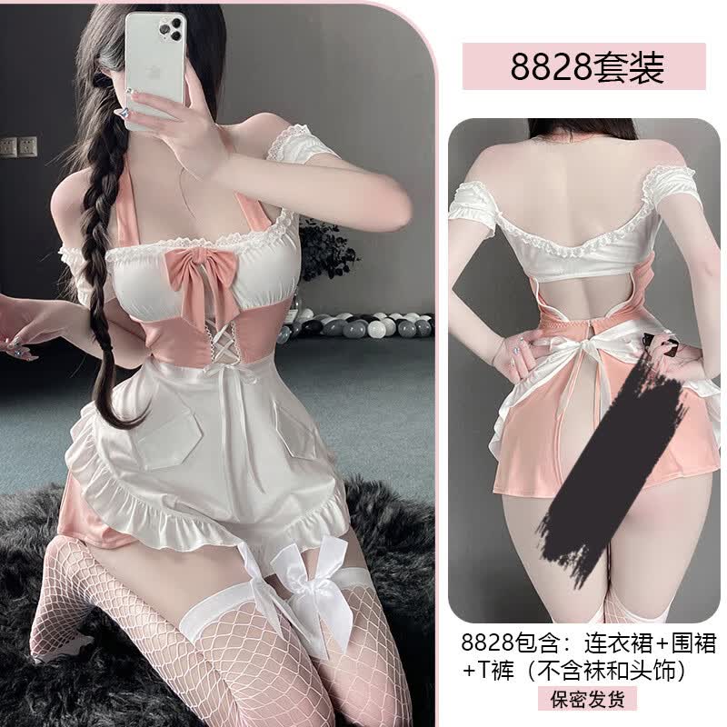 雨恋馨原创情趣内衣性感可爱女仆服装cos角色扮演制服诱惑套装 粉色 均码