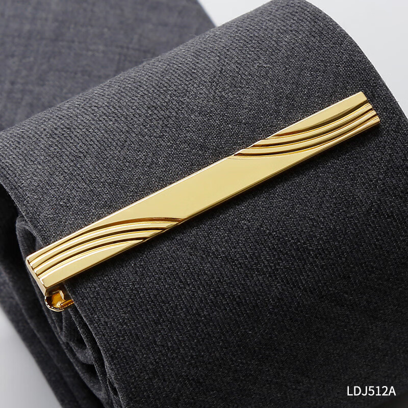 IFSONG男士金色領(lǐng)帶夾子正裝商務(wù)西裝固定夾別針可定制刻字新郎領(lǐng)夾 金色線條_LDJ512A