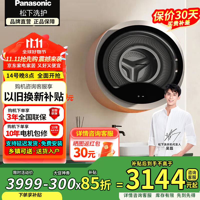 松下（Panasonic）滚筒壁挂洗衣机3kg全自动洗烘一体宠肌洗迷你小型内衣洗衣机带烘干洗特渍洗 以旧换新国家补贴 X