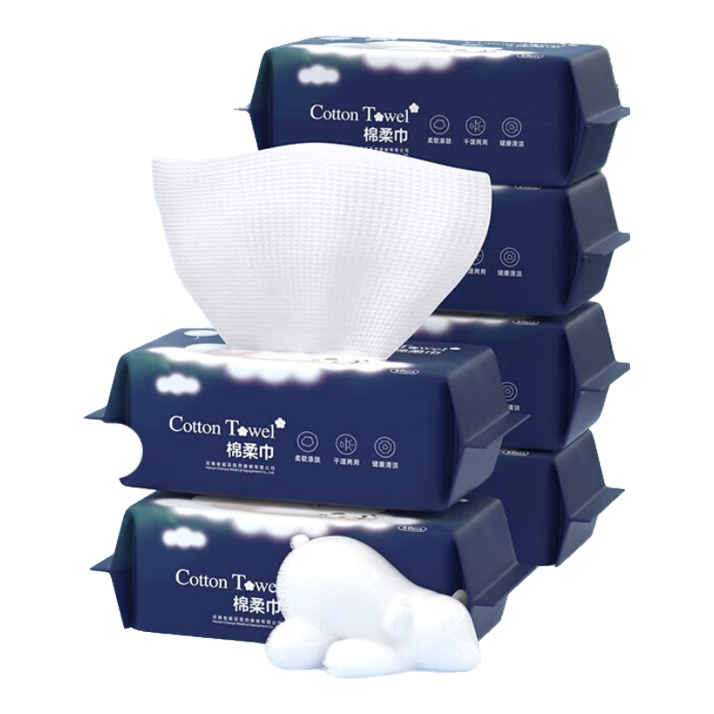 超亚 洗脸巾一次性绵柔巾擦脸巾清洁柔巾化妆巾干湿两用洗面洁面巾 【睡睡熊珍珠纹】60抽*3包