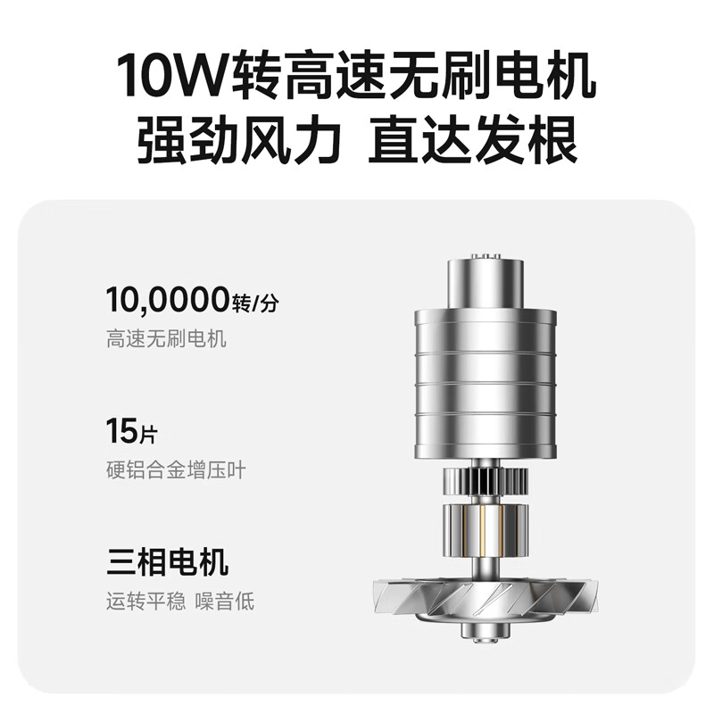 GBTW无线吹风机学生宿舍专用充电式不插电速干高速热风大功率便携电吹风 【10万转顶配】灰色/27000续航+100档强风