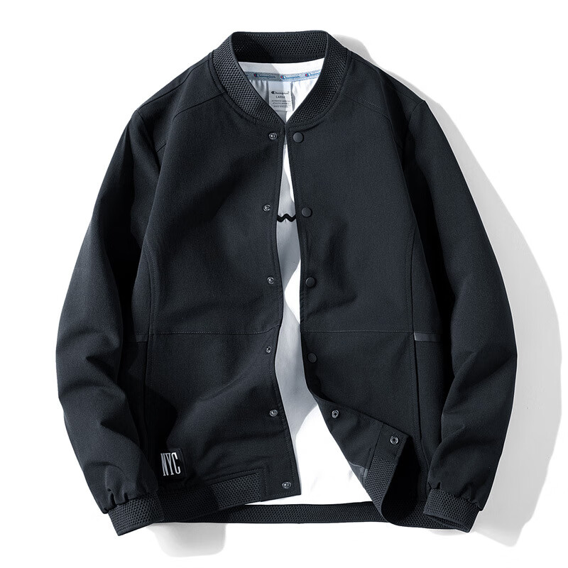 晋江恩步服饰男装外套新款春秋夹克短款棒球领立领上衣百搭休闲 黑色 3XL
