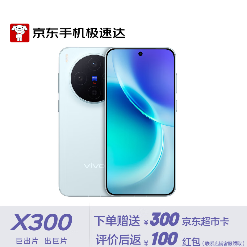 vivo X300 12GB+256GB 自在蓝 蔡司2亿超级主摄 蔡司APO超级长焦 AI手机 【京东快递】