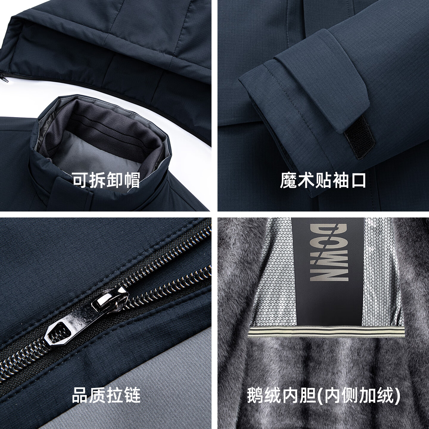 罗蒙（ROMON）【许亚军推荐&鹅绒&火焰绒】羽绒服男冬季新款衣多穿双重保暖外套 蓝灰 3XL (190) 【建议170-185斤】