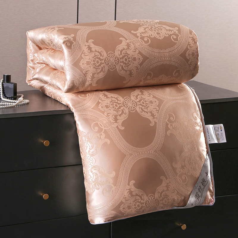 恒源祥蚕丝被100桑蚕丝被子冬被加厚全棉棉被春秋冬季10斤被芯冬天保暖 咖色 150x200cm六斤