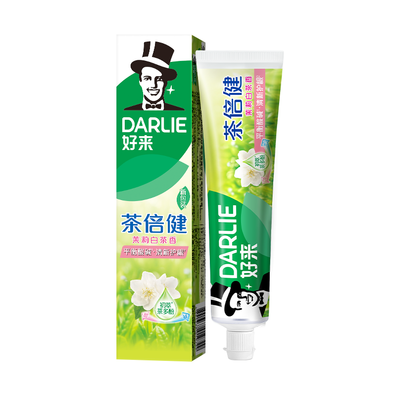 好来（DARLIE）(原黑人)茶倍健茉莉白茶牙膏清新口气健齿护龈190g新旧包装随机