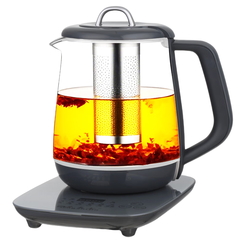 荣事金（Rongshijin）养生壶家用多功能全自动加厚玻璃电热烧水壶煮茶器花茶壶SD-1500Y 黑灰色 1.5L