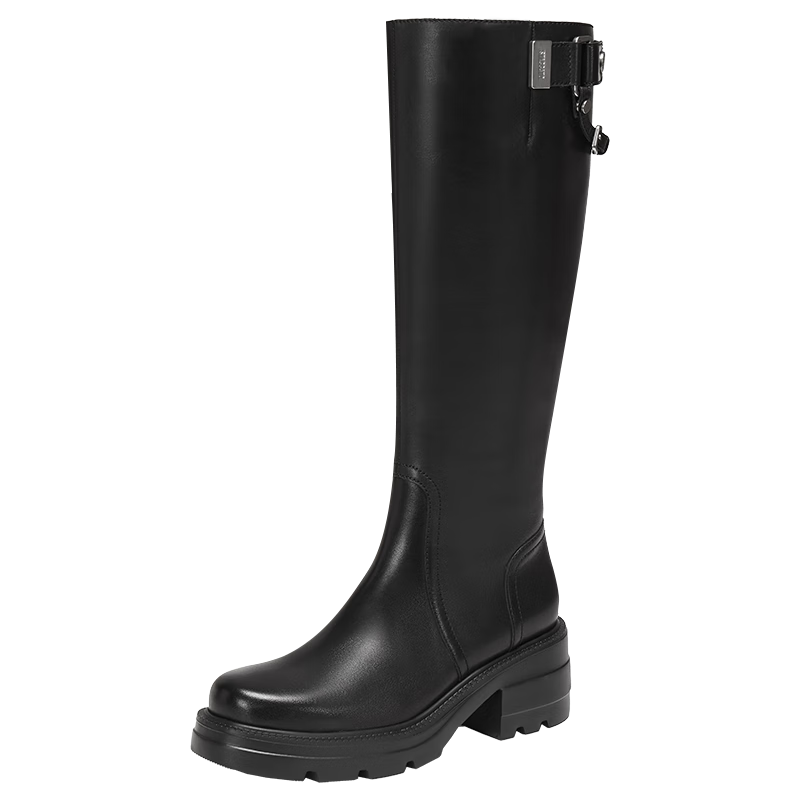 思加圖楊冪同款冬季馬鞍靴騎士靴長(zhǎng)靴女EEZ42DG5 酷颯黑 38