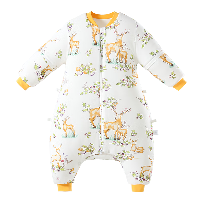 baby friend儿童睡袋秋冬恒温加厚宝宝连体睡衣中大童防踢被 麋鹿仙踪110码