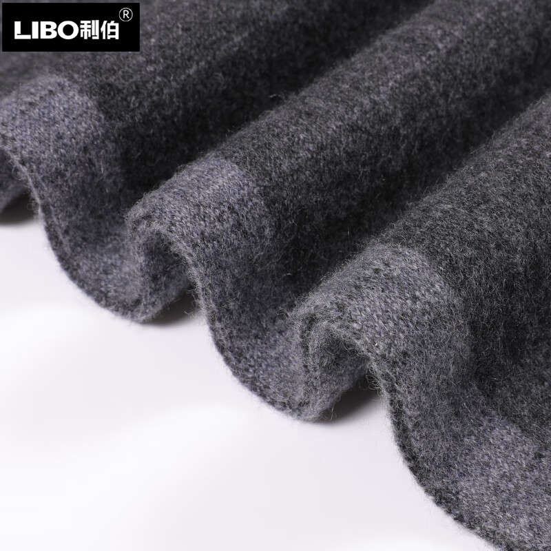 利伯100%纯山羊绒围巾男士冬季新款加厚保暖围脖送爸爸生日礼物礼盒装 深灰色【A88】 180X30CM