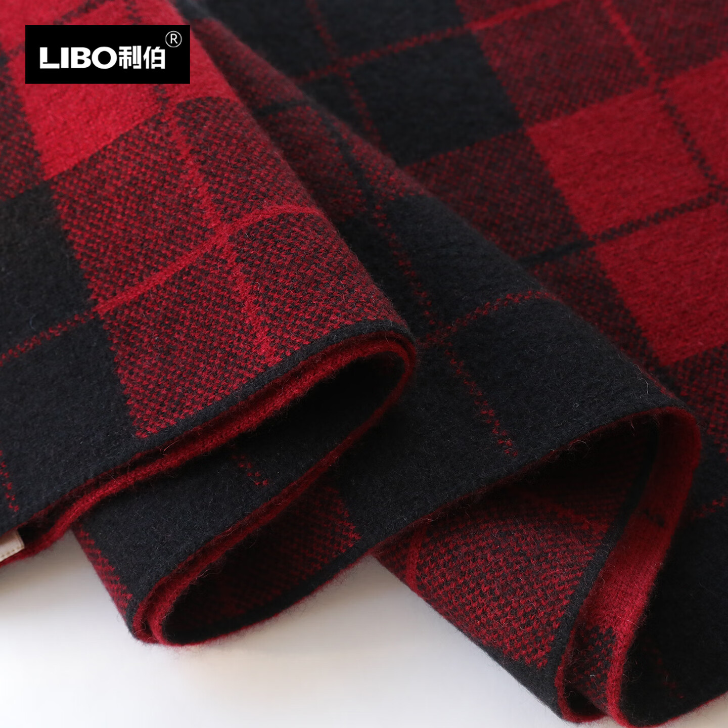 利伯100%纯山羊绒围巾男士冬季新款加厚保暖围脖送爸爸生日礼物礼盒装 酒红色 180X30CM