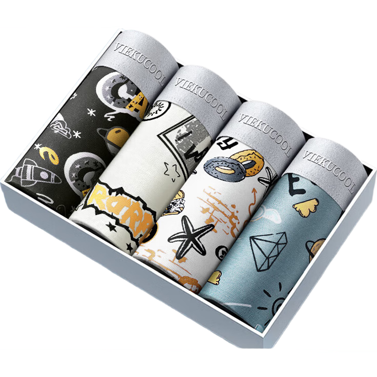 雅鹿冰丝男士内裤无痕抗菌男生平角裤大码运动2025年新款四角裤衩 4条装-黑色+米白+浅绿+浅蓝 3XL 140-160斤