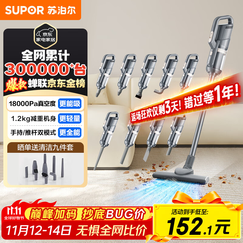 苏泊尔（SUPOR）【国家补贴】吸尘器家用有线手持推杆地毯两用大吸力大功率纤薄机身宠物家庭适用C3节日礼物