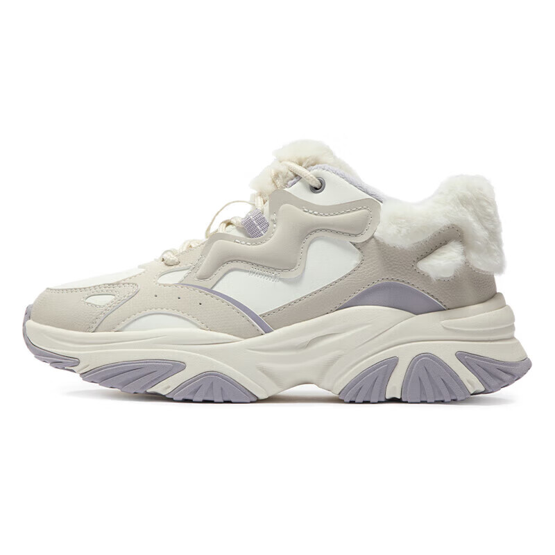 361°女鞋运动鞋百搭舒适缓震耐磨跑步文化休闲鞋子女 羽毛白/燕麦奶【6703B加绒】 38