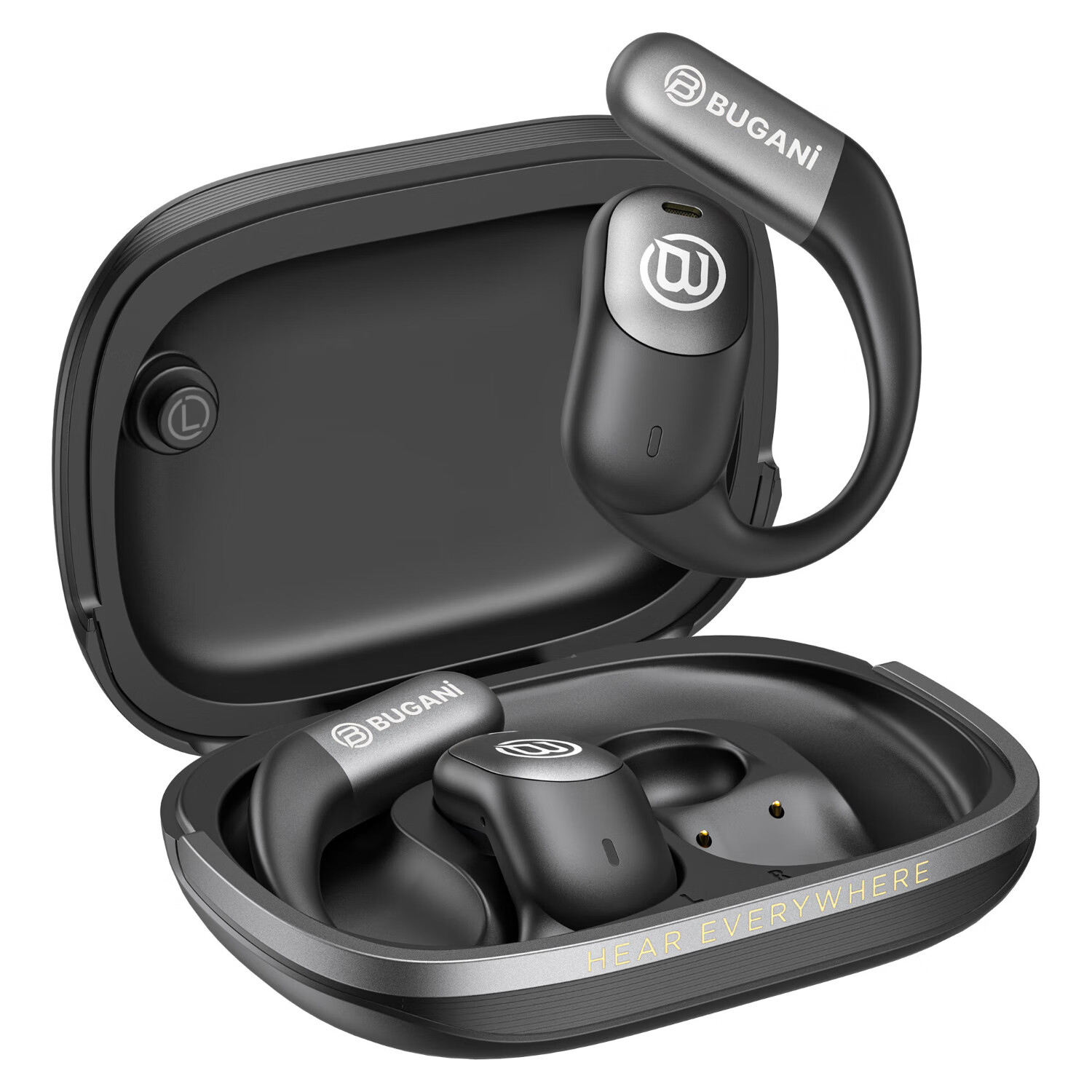 BUGANIFree B15挂耳式蓝牙耳机 空间音频AI智能APP同声翻译EQ音效可调便携长续航14.2mm金属镀钛振膜零感 紫霞粉-（空间音频-AI智能旗舰+12小时续航）