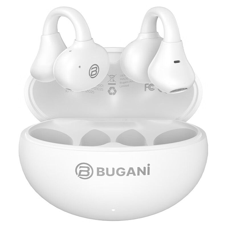 BUGANIFit B17耳夹式蓝牙耳机 同声翻译AI降噪骨传导概念开放式不入耳运动通勤学生适用苹果小米 白色 （AI同声翻译-支持134种语言）