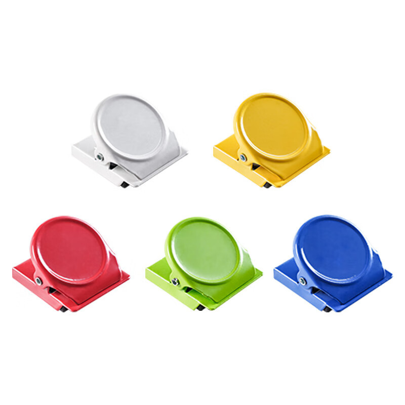 SP SAUCESPSAUCE鐵藝冰箱磁吸夾便利簽留言條夾食品袋封口夾面包 藍(lán)+綠+黃+紅+白(5枚入