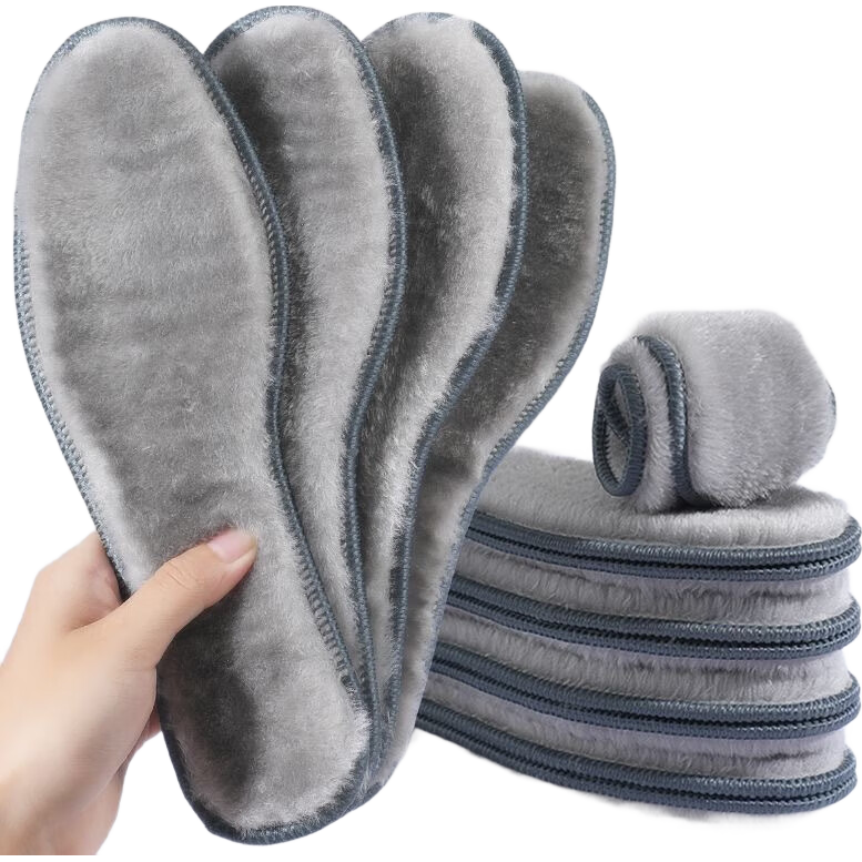 加绒加厚防臭羊毛毡鞋垫男女保暖吸汗柔软舒适除臭棉鞋垫冬季鞋垫 仿兔毛锁温保暖烟灰色【5双装】 43-44
