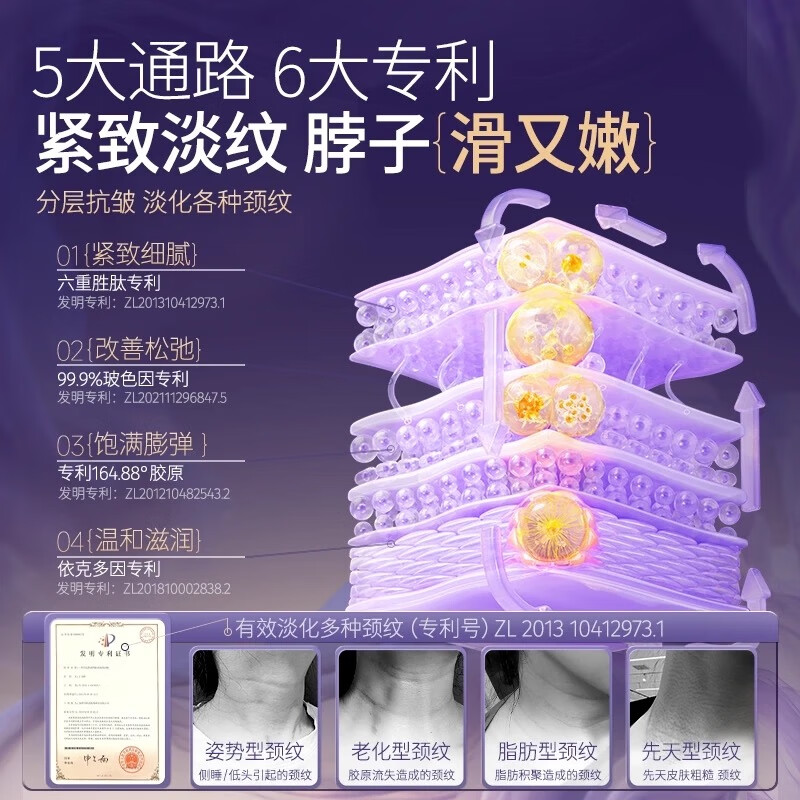 可逐银绷带颈膜霜淡化颈纹提拉紧致黑灵芝多肽改善松弛专利淡纹 3盒装 5组/盒