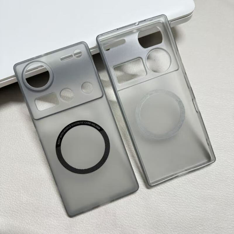 努比亚适用适用努比亚z60ultra手机保护壳z70ultra磁吸透黑软壳男女全包 半隐透灰软壳叶+黑磁吸 努比亚Z60Ultra