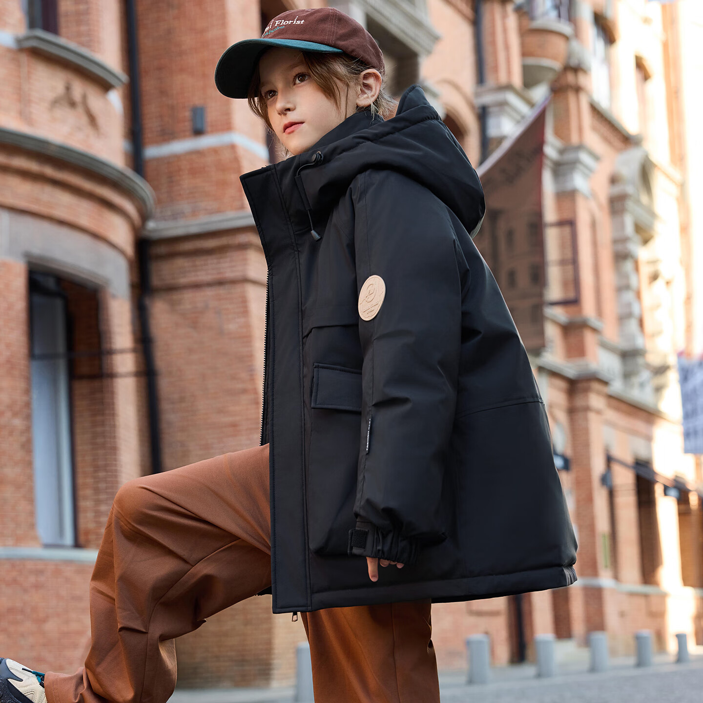 ABC KAIA新款儿童羽绒服男童加厚冬季保暖冲锋衣三防中大童外套潮女童衣服 黑色（男童） 160